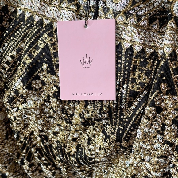 HELLO MOLLY Black& Gold  Dress NWT Size XS/ US 2 - Picture 9 of 11